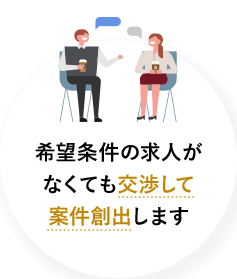 希望条件の求人がなくても交渉して案件創出します